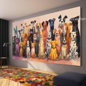 Hunde-Kollektion, Wandbild „Liebe Hunde“, Leinwandbild, modernes Bild für Wohnzimmer und Büro t5113
