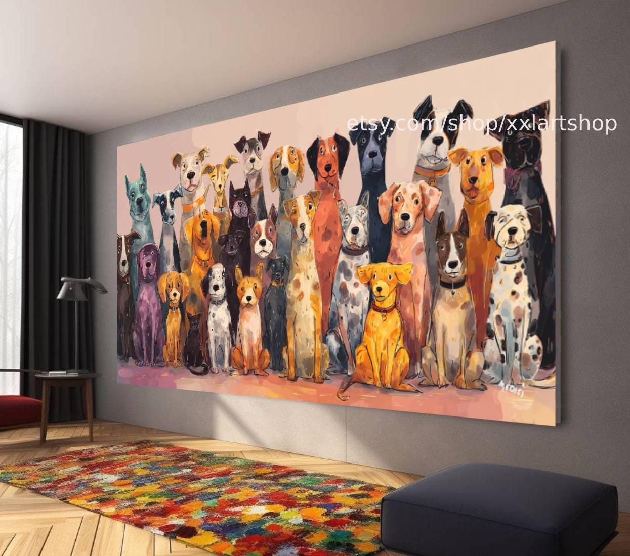 Hunde-Kollektion, Wandbild „Liebe Hunde“, Leinwandbild, modernes Bild für Wohnzimmer und Büro t5113
