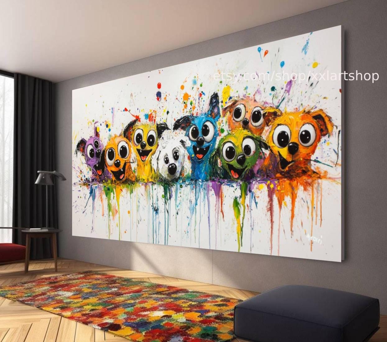 Hunde-Kollektion, Wandbild „Liebe Hunde“ auf Leinwand, modernes Bild für Wohnzimmer und Büro t5118