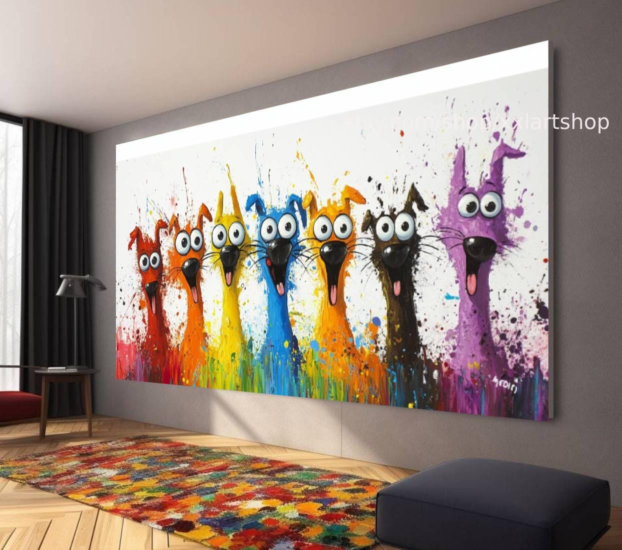 Hunde-Kollektion, Wandbild „Liebe Hunde“, Leinwandbild, modernes Bild für Wohnzimmer und Büro t5121