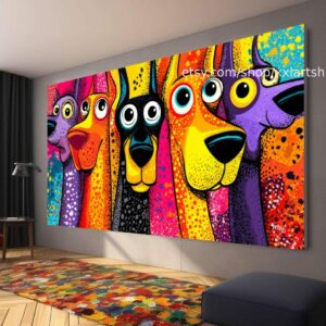 Hunde-Kollektion, Wandbild „Liebe Hunde“, Leinwandbild, modernes Bild für Wohnzimmer und Büro t5195