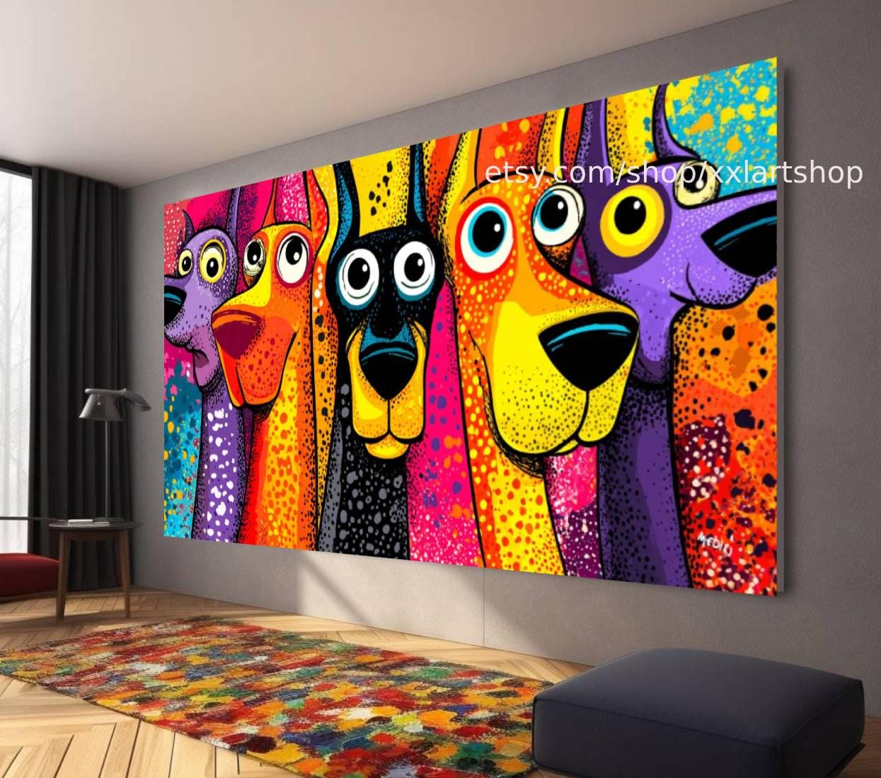 Hunde-Kollektion, Wandbild „Liebe Hunde“, Leinwandbild, modernes Bild für Wohnzimmer und Büro t5195