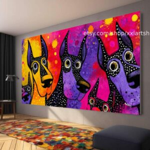 Hunde-Kollektion, Wandbild „Liebe Hunde“, Leinwandbild, modernes Bild für Wohnzimmer und Büro t5194
