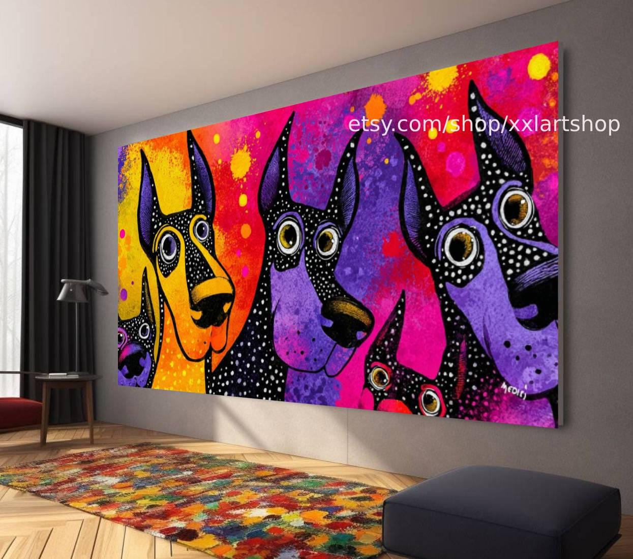 Hunde-Kollektion, Wandbild „Liebe Hunde“, Leinwandbild, modernes Bild für Wohnzimmer und Büro t5194