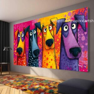 Hunde-Kollektion, Wandbild „Liebe Hunde“, Leinwandbild, modernes Bild für Wohnzimmer und Büro t5193