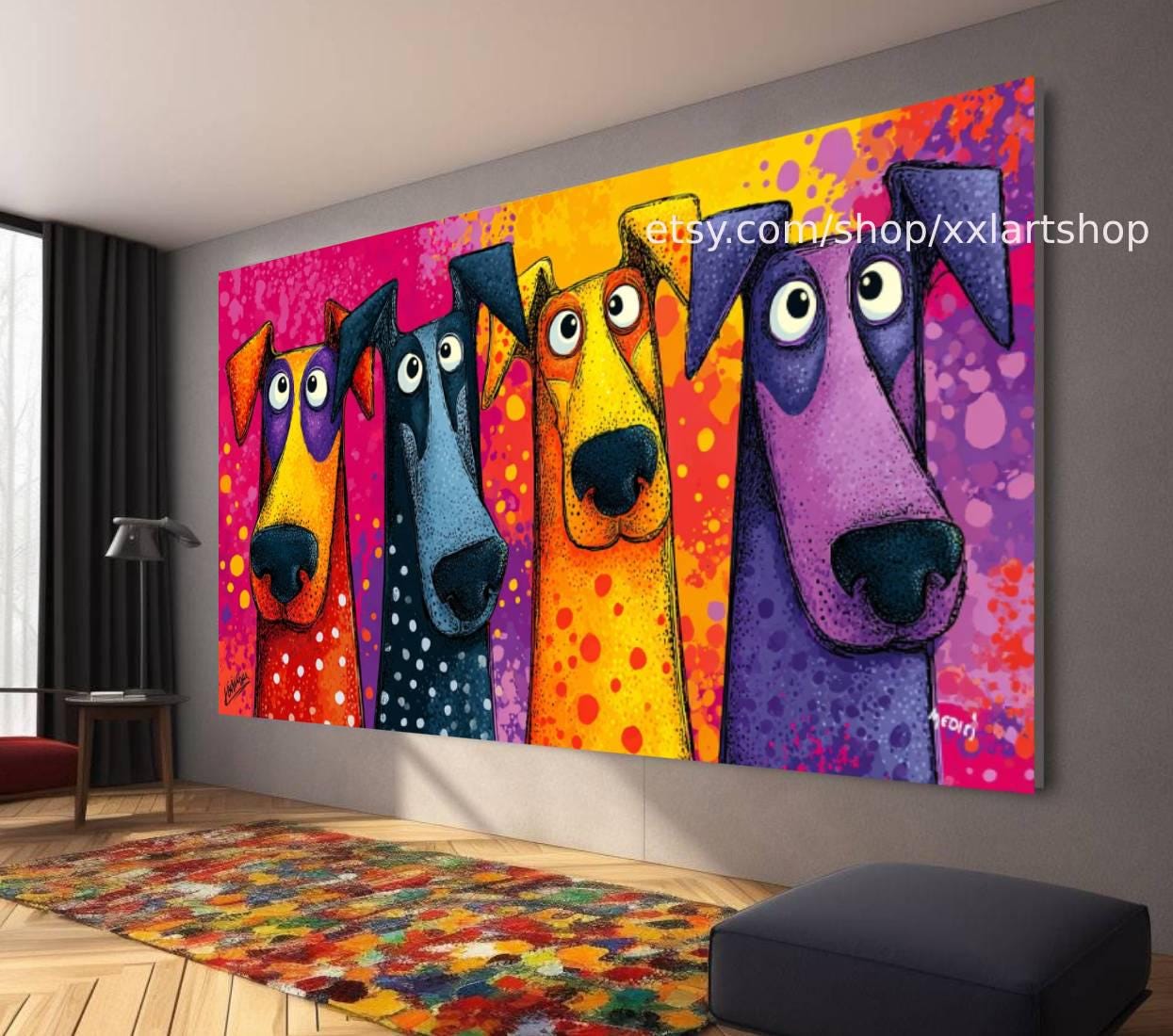 Hunde-Kollektion, Wandbild „Liebe Hunde“, Leinwandbild, modernes Bild für Wohnzimmer und Büro t5193