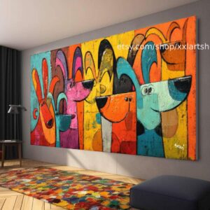 Hunde-Kollektion, Wandbild „Liebe Hunde“ auf Leinwand, modernes Bild für Wohnzimmer und Büro t5186