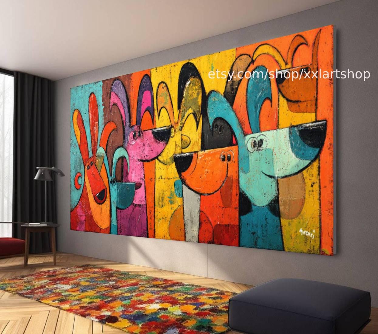 Hunde-Kollektion, Wandbild „Liebe Hunde“ auf Leinwand, modernes Bild für Wohnzimmer und Büro t5186