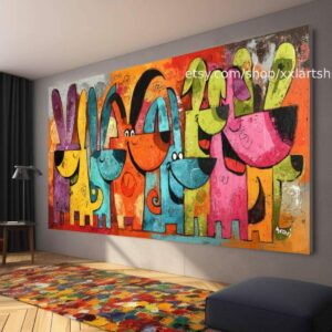 Hunde-Kollektion, Wandbild „Liebe Hunde“, Leinwandbild, modernes Bild für Wohnzimmer und Büro t5181