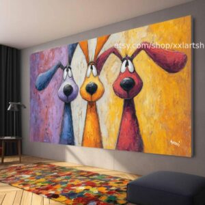 Hunde-Kollektion, Wandbild „Liebe Hunde“, Leinwandbild, modernes Bild für Wohnzimmer und Büro t51080