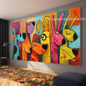 Hunde-Kollektion, Wandbild „Liebe Hunde“, Leinwandbild, modernes Bild für Wohnzimmer und Büro t51079