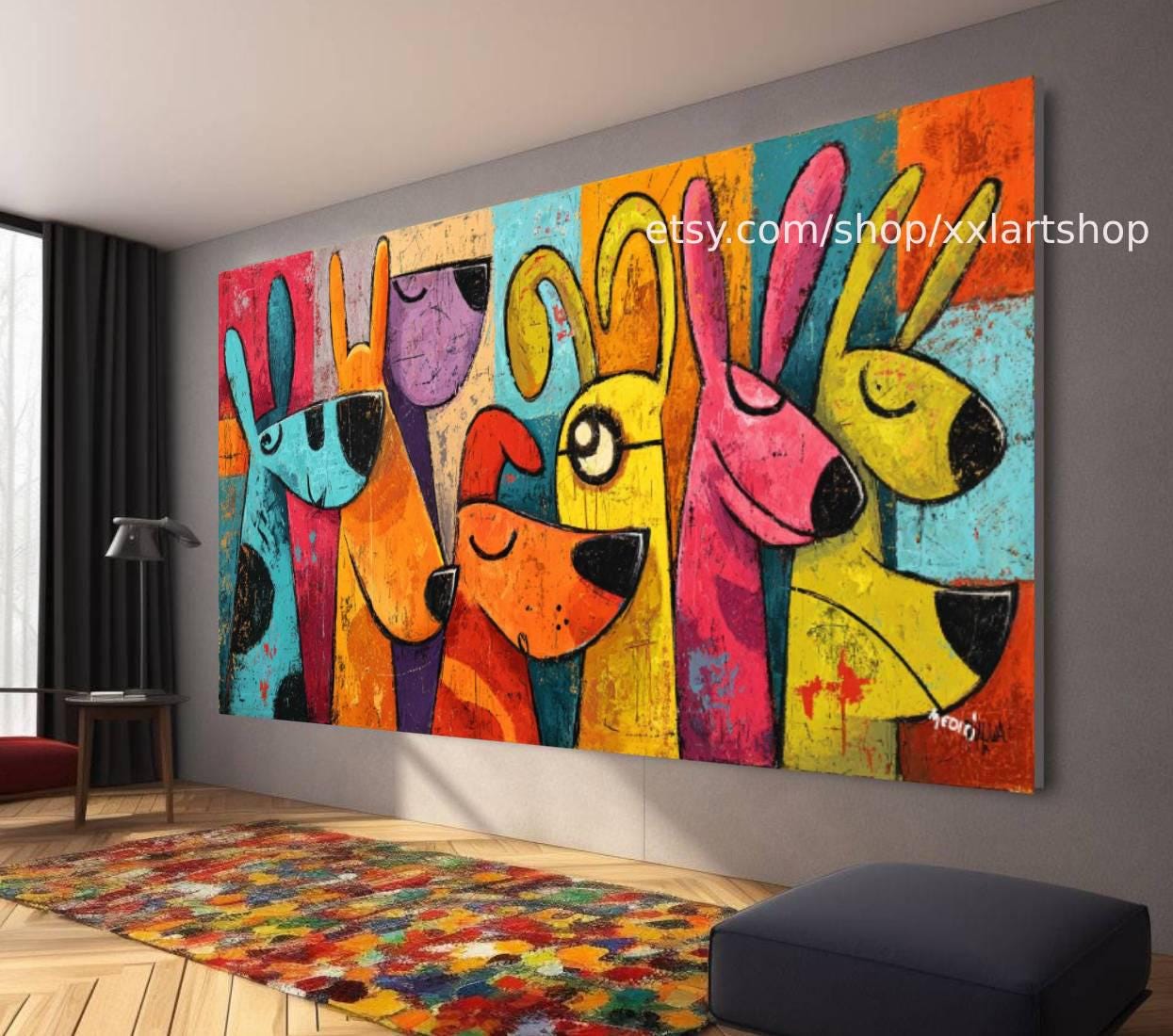 Hunde-Kollektion, Wandbild „Liebe Hunde“, Leinwandbild, modernes Bild für Wohnzimmer und Büro t51079