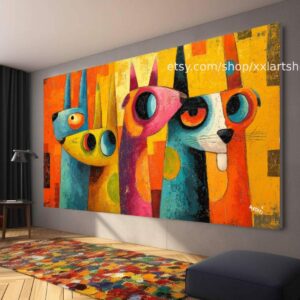 CATS Kollektion, Wandbild „Liebe Katze“ auf Leinwand, modernes Bild für Wohnzimmer und Büro t51076