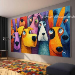 Hunde-Kollektion, Wandbild „Liebe Hunde“ auf Leinwand, modernes Bild für Wohnzimmer und Büro t51066