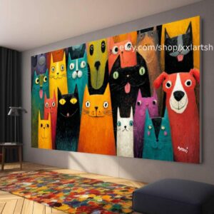 Hunde- und Katzenkollektion, Wandbild „Liebe Hunde“, Leinwandbild, modernes Bild für Wohnzimmer und Büro t51022