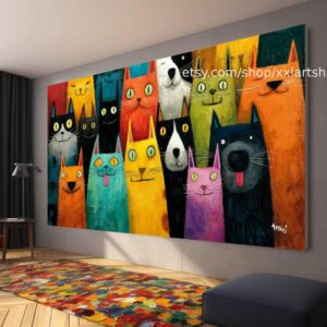 Hunde- und Katzenkollektion, Wandbild „Liebe Hunde“, Leinwandbild, modernes Bild für Wohnzimmer und Büro t51023