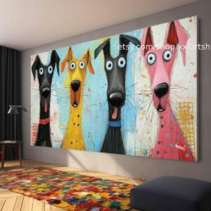 HUNDE-Kollektion, Wandbild „Liebe Hunde“, Leinwandbild, modernes Bild für Wohnzimmer und Büro t51040