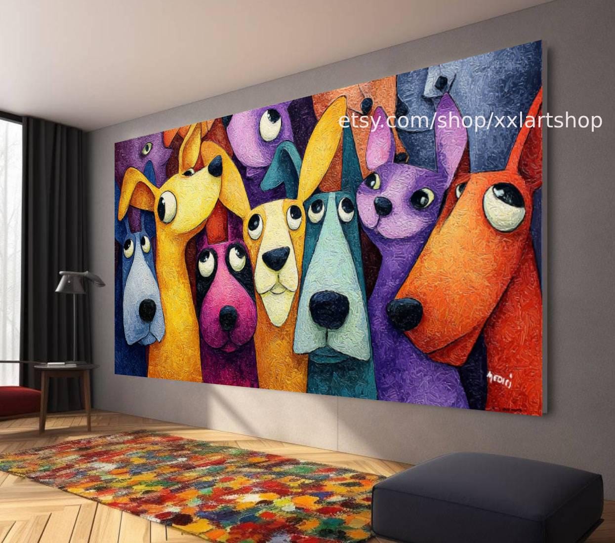 Bunte Hunde-Leinwandbilder, moderne Wohnzimmerdekoration t51057