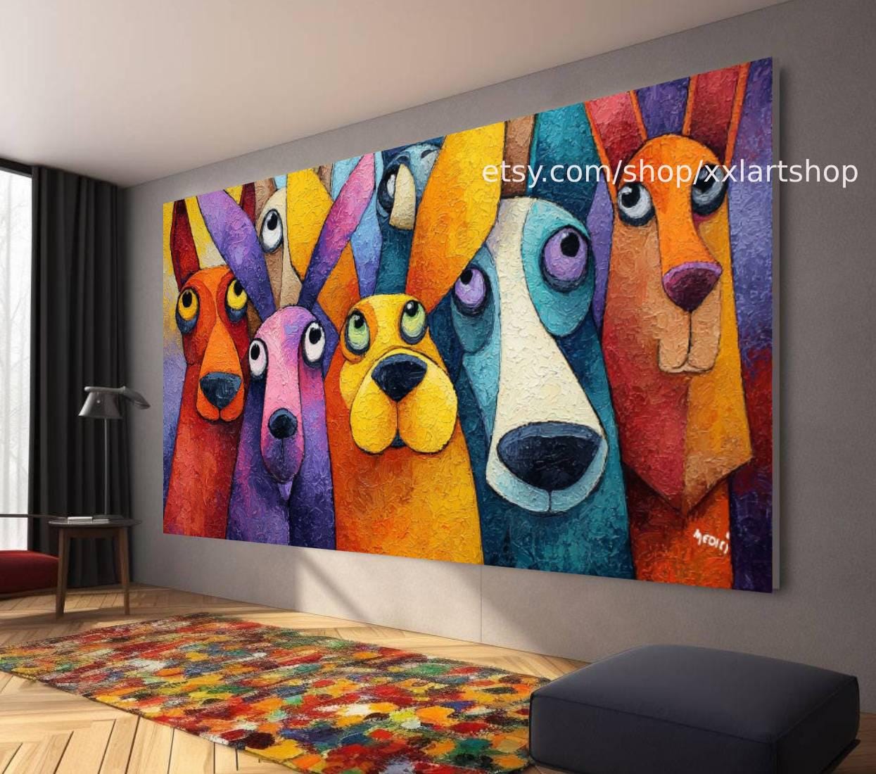 Bunte Hunde-Leinwandbilder, moderne Wohnzimmerdekoration t51059