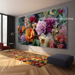 Vera Medici „Flüstern des Gartens“ Blumengemälde, farbenfrohe Blumenwandkunst, Vintage-Gartendekoration, strukturierte Blütenkunst, romantisch t11121