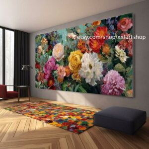 Vera Medici „Flüstern des Gartens“ Blumengemälde, farbenfrohe Blumenwandkunst, Vintage-Gartendekoration, strukturierte Blütenkunst, romantisch t11123