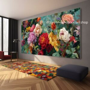 Vera Medici „Flüstern des Gartens“ Blumengemälde, farbenfrohe Blumenwandkunst, Vintage-Gartendekoration, strukturierte Blütenkunst, romantisch t11124