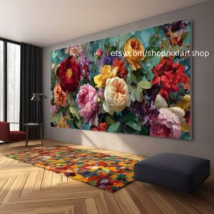 Vera Medici „Flüstern des Gartens“ Blumengemälde, farbenfrohe Blumenwandkunst, Vintage-Gartendekoration, strukturierte Blütenkunst, romantisch t11128