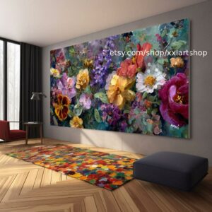 Vera Medici „Flüstern des Gartens“ Blumengemälde, farbenfrohe Blumenwandkunst, Vintage-Gartendekoration, strukturierte Blütenkunst, romantisch t111215