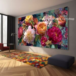 Vera Medici „Flüstern des Gartens“ Blumengemälde, farbenfrohe Blumenwandkunst, Vintage-Gartendekoration, strukturierte Blütenkunst, romantisch t111233