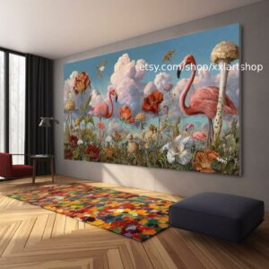 Vera Medici „Flora & Fauna Harmony“ Blumengemälde, farbenfrohe Blumenwandkunst, Vintage-Gartendekoration, strukturierte Blütenkunst, romantisch t111251