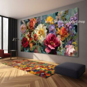Vera Medici „Flüstern des Gartens“ Blumengemälde, farbenfrohe Blumenwandkunst, Vintage-Gartendekoration, strukturierte Blütenkunst, romantisch t11125