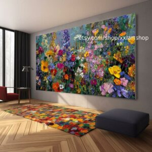 Vera Medici „Flüstern des Gartens“ Blumengemälde, farbenfrohe Blumenwandkunst, Vintage-Gartendekoration, strukturierte Blütenkunst, romantisch t111220