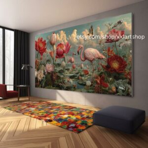 Vera Medici „Flora & Fauna Harmony“ Blumengemälde, farbenfrohe Blumenwandkunst, Vintage-Gartendekoration, strukturierte Blütenkunst, romantisch t111254