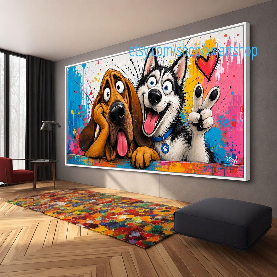 Hunde-Kollektion, Wandkunst mit Hundemotiven, Leinwandbild, modernes Bild für Wohnzimmer und Büro c100100