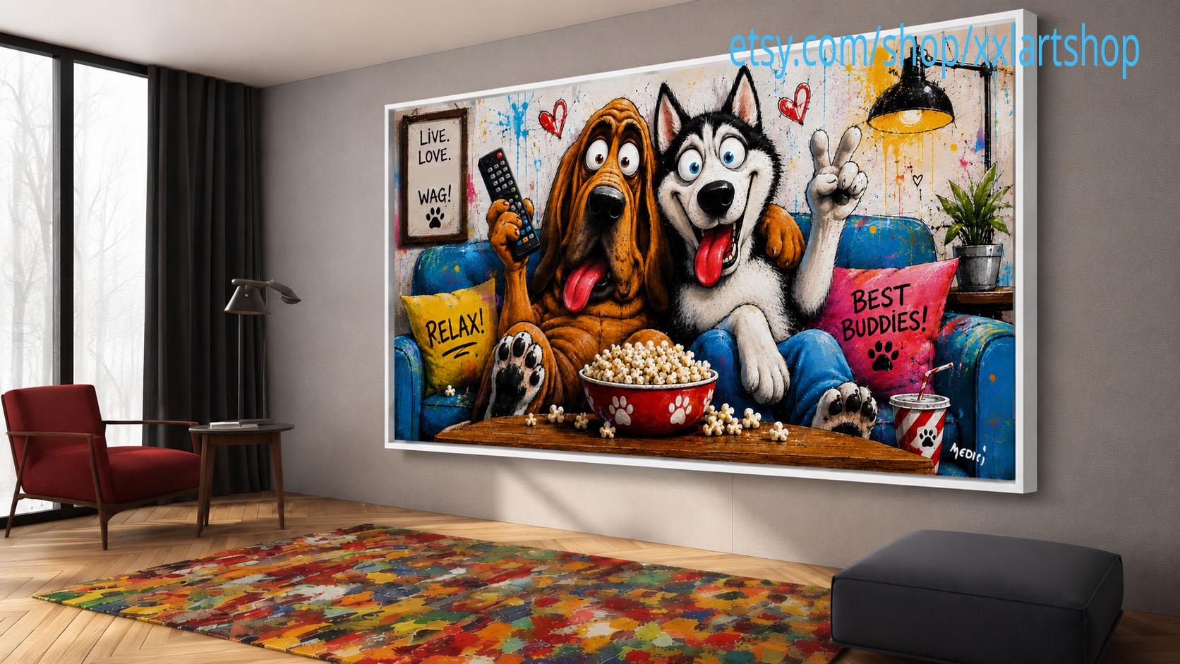 Hunde-Kollektion, Wandbild „Liebe Hunde“, Leinwandbild, modernes Bild für Wohnzimmer und Büro c100101