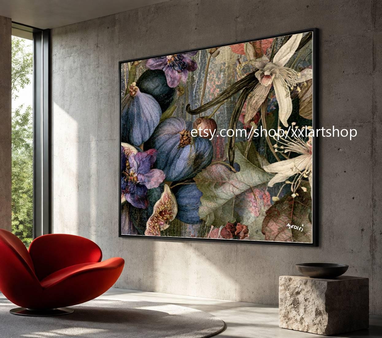 XXLART Landschaftswandbild von Vera Medici, Acryl, handbemalt, auf Keilrahmen, gerollt oder gerahmt, di31