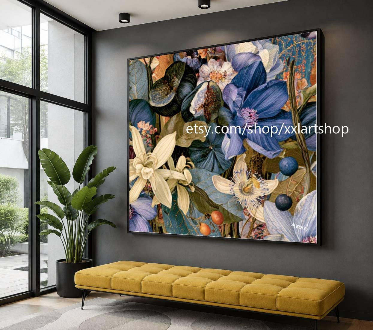 XXLART Landschaftswandbild von Vera Medici, Acryl, handbemalt, auf Keilrahmen, gerollt oder gerahmt (di33)