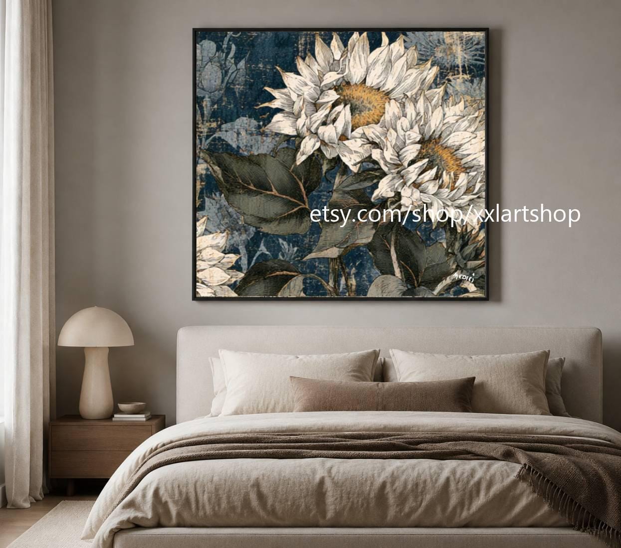 XXL Sonnenblumen-Acryl-Leinwandbild, handgemalt, Vera Medici Landschaftsbild di17 – Bild 9