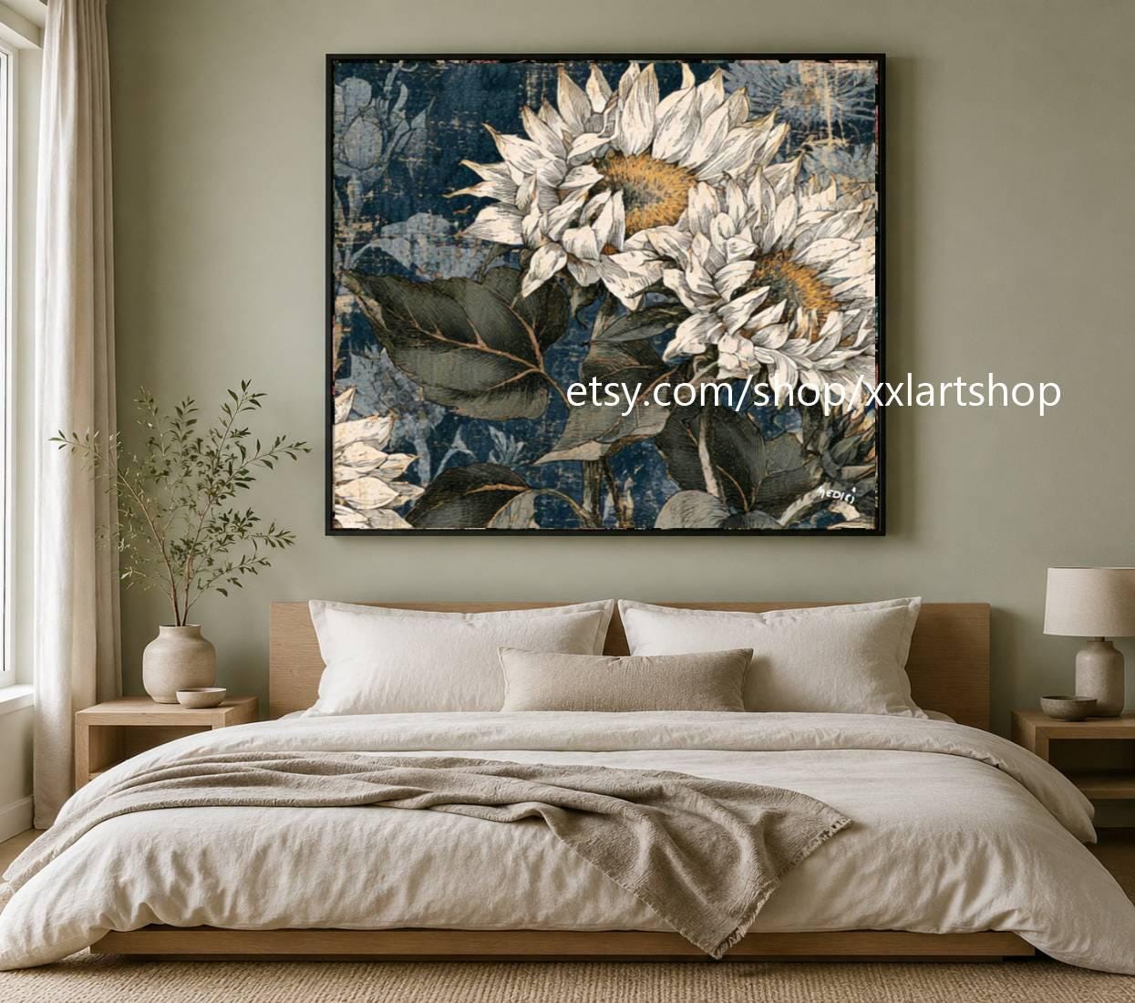 XXL Sonnenblumen-Acryl-Leinwandbild, handgemalt, Vera Medici Landschaftsbild di17 – Bild 7