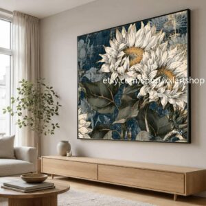 XXL Sonnenblumen-Acryl-Leinwandbild, handgemalt, Vera Medici Landschaftsbild di17