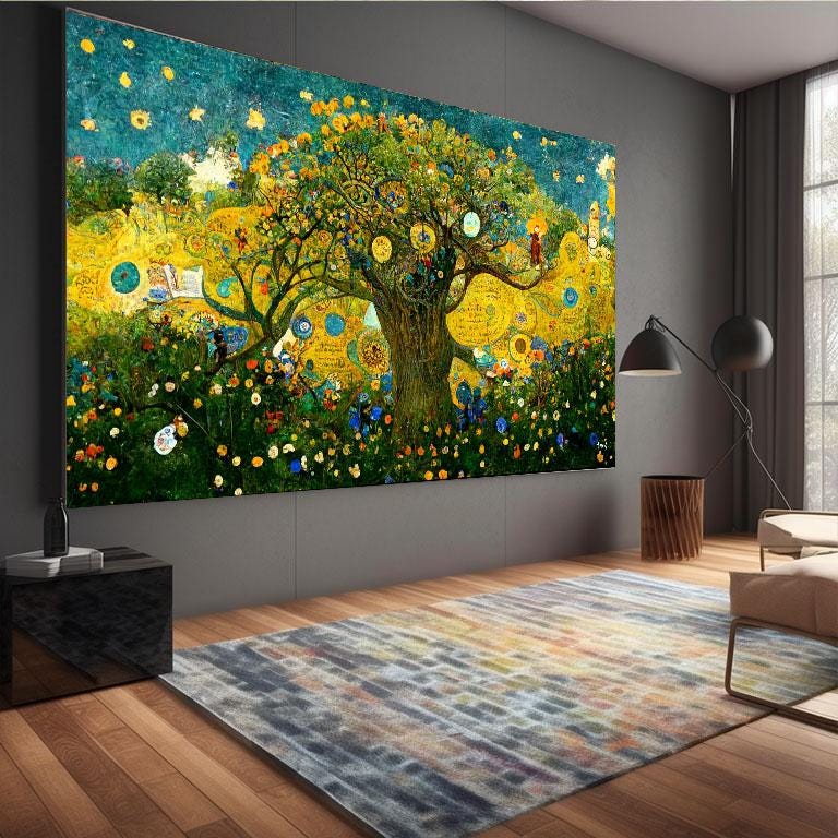 Lebensbaum im Stil von Gustav Klimt – Wandbild auf Leinwand, moderner Kunstdruck für Wohnzimmer und Büro #l363 – Bild 3
