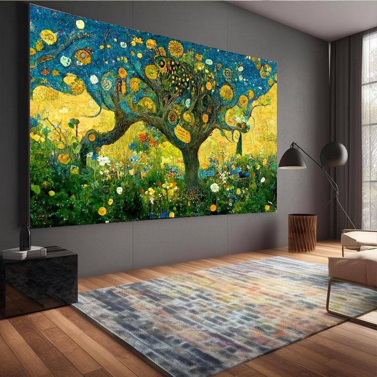 Lebensbaum im Stil von Gustav Klimt – Wandbild auf Leinwand, moderner Kunstdruck für Wohnzimmer und Büro #l363 – Bild 4